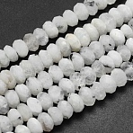 Natural Rainbow Moonstone Beads Strands, Rondelle, Faceted, 7~8x5mm, Hole: 1mm, about 86pcs/strand, 15.9 inch(40.5cm)(G-O170-67D)
