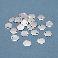 304 Stainless Steel Charms, Stamping Blank Tag, Flat Round, Silver, 8x0.8mm, Hole: 1.2mm(STAS-H436-66S-8mm)