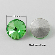 Glass Pointed Back Rhinestone, Rivoli Rhinestone, Back Plated, Cone, Light Green, 12x6mm(RGLA-R003-12mm-5)
