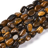 Natural Tiger Eye Beads Strands, Nuggets, Tumbled Stone, 7~12x6~8x5~7mm, Hole: 1mm, about 43~44pcs/strand, 15.47~15.63''(39.3~39.7cm)(G-G146-A05-01)