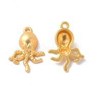 Rack Plating Alloy Pendants, Cadmium Free & Lead Free & Nickle Free, Octopus Charm, Matte Gold Color, 21x15x5mm, Hole: 1.5mm(FIND-I036-34MG)