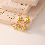 Geometric Hoop Earrings with High-end and Elegant Style, Flower, Golden(LE2027-3)