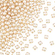 Sew on Acrylic Imitation Pearl, Montee Beads, Two Holes, Garment Accessories, Half Round, Golden, 5.5x3.5mm, Hole: 1.2mm, 500pcs/bag(SACR-GF0001-03C)