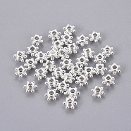Tibetan Style Spacer Beads, Rondelle, Silver Color Plated, 5x3mm, Hole: 2mm(X-TIBEB-E026-S)