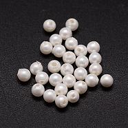 Shell Pearl Beads, Round, Grade A, Half Drilled, White, 4mm, Hole: 0.8mm(BSHE-L031-01-4mm)