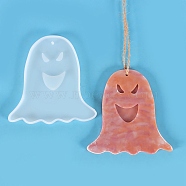 DIY Pendants Silicone Molds, Resin Casting Molds, UV Resin, Epoxy Resin Craft Making, Halloween Theme, Ghost, White, 99x98x7mm, Hole: 2.8mm(DIY-E049-10)