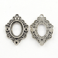 Tibetan Style Alloy Pendant Rhinestone and Cabochon Open Back Settings, Cadmium Free & Lead Free, Oval, Antique Silver, Tray: 18x13mm, 35x25x2mm, Hole: 2mm, about 315pcs/1000g, fit for 3mm rhinestone(TIBEP-R304-021AS-LF)