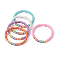 Polymer Clay Heishi Surfer Stretch Bracelet, Preppy Bracelet, Mixed Color, Inner Diameter: 2-1/4 inch(5.6cm)(BJEW-JB09642)