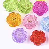 Transparent Acrylic Shank Buttons, Flower, Mixed Color, 24x25x20.5mm, Hole: 2.5mm, about 85pcs/500g(TACR-S133-130)