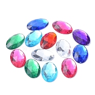 Imitation Taiwan Acrylic Rhinestone Cabochons, Faceted, Flat Back Oval, Mixed Color, 30x20x5mm, about 100pcs/bag(GACR-A008-20x30mm-M)