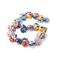 Handmade Porcelain Beads, Fish, Mixed Color, 17~18x21~22x7~7.5mm, Hole: 2mm(PORC-G002-54J)