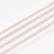 Electrophoresis Iron Curb Chains, with Spool, Soldered, Rose Gold, 1.6x1.2x0.3mm, about 100yard/roll(CH-S131-01RG)