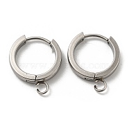 201 Stainless Steel Huggie Hoop Earrings Findings, with Vertical Loop, with 316 Surgical Stainless Steel Earring Pins, Ring, Stainless Steel Color, 16x3mm, Hole: 2.7mm, Pin: 1mm(STAS-A167-01N-P)