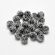 Handmade Polymer Clay Rhinestone Beads, Round, Crystal, 8mm, Hole: 1mm(RB-L030-19A-8mm)
