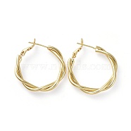 Brass Hoop Earrings, with 925 Sterling Silver Pin, for Women, Golden, 31x4mm, pIN: 0.7mm(EJEW-L234-01G)