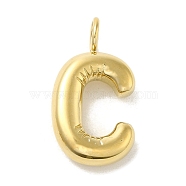 Ion Plating(IP) 304 Stainless Steel Pendants, Real 14K Gold Plated, Balloon Letter Charms, Bubble Puff Initial Charms, Letter C, 24x13x5mm, Hole: 4mm(X-STAS-K263-47G-C)