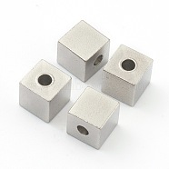 304 Stainless Steel Beads, Cube, Stainless Steel Color, 6x6x6mm, Hole: 2mm(STAS-H160-01E-P)