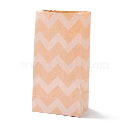 Rectangle Kraft Paper Bags, None Handles, Gift Bags, Wave Pattern, BurlyWood, 9.1x5.8x17.9cm(CARB-K002-04A-04)
