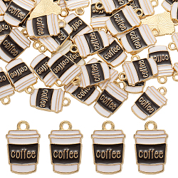 80Pcs Alloy Enamel Pendants, Light Gold, Coffee Cup with Word, Coconut Brown, 18x11x1mm, Hole: 1.8mm(ENAM-SC0004-08)