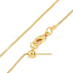 1mm Rack Plating Brass Box Chain Adjustable Slider Necklaces for Women Men, Cadmium Free & Lead Free, 901 Stainless Steel Clasp, Long-Lasting Plated, Real 18K Gold Plated, 17.72 inch(45cm)(X-MAK-L044-56G)