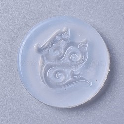 Pendant Silicone Molds, Resin Casting Molds, For UV Resin, Epoxy Resin Jewelry Making, Dragon, White, 57x7mm, Dragon: 40x34mm, Hole: 2.5mm(X-DIY-L026-028)