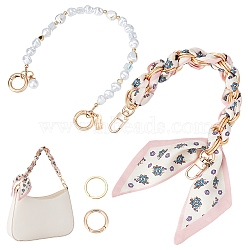 Polyester & Alloy Bag Extender Chains, with Alloy Clasps, Alloy Spring Gate Rings, Alloy Spring Gate Rings, Golden, 303mm(DIY-JOY0001-02)