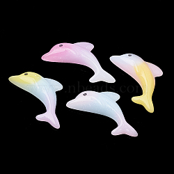 Resin Cabochons, with Glitter Powder, Imitation Jelly, Dolphin, Mixed Color, 19x34x6mm(X-CRES-N016-36)