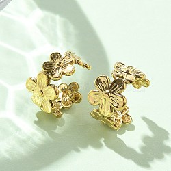 Ion Plating(IP) 304 Stainless Steel Flower Cuff Earrings for Women, Real 14K Gold Plated, 12.5x8mm(EJEW-A118-03G)