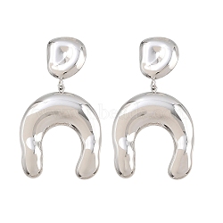 316L Surgical Stainless Steel Dangle Stud Earrings for Women, Horseshoes, Stainless Steel Color, 40x22mm(SA-CBA2DC8-01P)