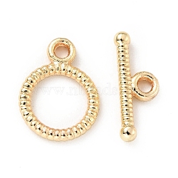 Rack Plating Brass Toggle Clasps, Cadmium Free & Lead Free, Long-Lasting Plated, Ring, Light Gold, Ring: 14x10.5x1.7mm, Hole: 1.6mm, Bar: 14.5x6x2.5mm,  Hole: 1.6mm(KK-E034-05LG)