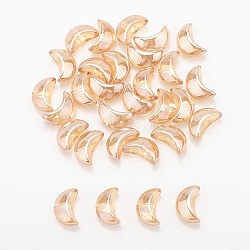 Electroplate Transparent Glass Beads, Moon, Half Rainbow Plate, Navajo White, 9x14x6.5mm, Hole: 1mm(GLAA-WH0039-58H)