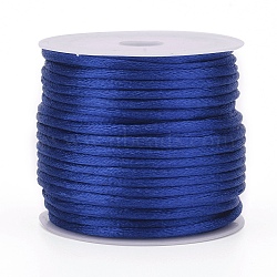 Nylon Cord, Satin Rattail Cord, for Beading Jewelry Making, Chinese Knotting, Blue, 1.5mm, about 16.4 yards(15m)/roll(NWIR-L006-1.5mm-16)