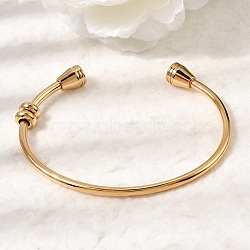304 Stainless Steel Cuff Bangles for Women, Ion Plating(IP), Long-Lasting Plated, Golden, Inner Diameter: 2.48x1.97 inch(6.3x5cm)(BJEW-P394-02G)