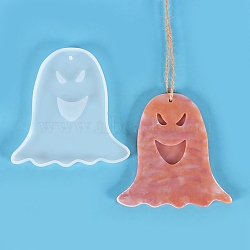 DIY Pendants Silicone Molds, Resin Casting Molds, UV Resin, Epoxy Resin Craft Making, Halloween Theme, Ghost, White, 99x98x7mm, Hole: 2.8mm(DIY-E049-10)