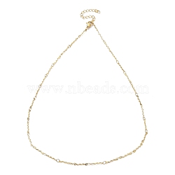 Ion Plating(IP) 304 Stainless Steel Wave Bar Link Chain Necklaces, Golden, 17.60 inch(44.7cm)(NJEW-K249-13G)