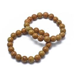 Natural Wood Lace Stone Bead Stretch Bracelets, Round, Inner Diameter: 2-1/8 inch~2-3/8 inch(5.5~6cm), Bead: 8mm(BJEW-K212-B-041)