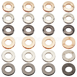 PandaHall Elite 24Pcs 6 Style Zinc Alloy Screw-in Grommet Eyelet Findings, for Bucket Bag Making, Round, Mixed Color, 2.6~2.95x0.55~0.7cm, Inner Diameter: 1.3~1.6cm, 4pcs/style(FIND-PH0017-46)