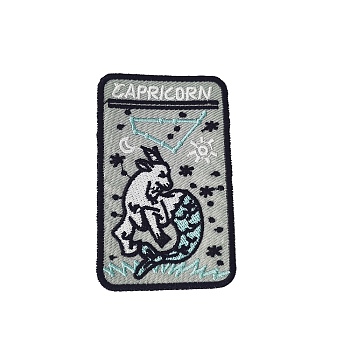 Rectangle with Constellation Computerized Embroidery Cloth Iron on/Sew on Patches, Costume Accessories, Capricorn, 78x50mm