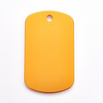 Aluminium Pendants, Pet Tag, Rectangle, Orange, 50x29x1mm, Hole: 3.5mm