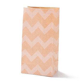 Rectangle Kraft Paper Bags, None Handles, Gift Bags, Wave Pattern, BurlyWood, 9.1x5.8x17.9cm