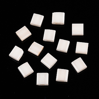 2-Hole Baking Paint Glass Seed Beads, Rectangle, Old Lace, 5x4.5~5.5x2~2.5mm, Hole: 0.5~0.8mm