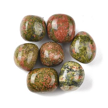 Natural Unakite Beads, Tumbled Stones, No Hole/Undrilled, Nuggets, 20~56x18~30.5x8~28mm