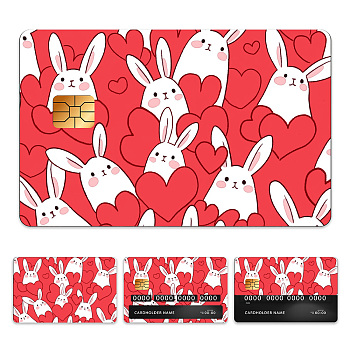 Plastic Waterproof Card Stickers, Self-adhesion Card Skin for Bank Card Decor, Rectangle, Rabbit, 140x190mm