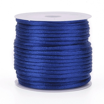Nylon Cord, Satin Rattail Cord, for Beading Jewelry Making, Chinese Knotting, Blue, 1.5mm, about 16.4 yards(15m)/roll