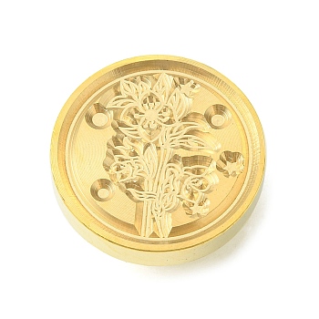 DIY Scrapbook, Brass Wax Seal Stamp Head, Flower, Golden, 25x14mm