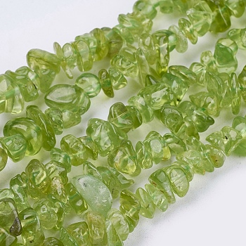 Natural Peridot Beads Strands, Chip, Olive Drab, 3~7x2~4x2~4mm, Hole: 1mm