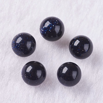 Synthetic Blue Goldstone Beads, Gemstone Sphere, Undrilled/No Hole, Round, 6mm