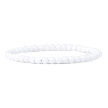 4MM Natural White Jade Stretch Bracelets