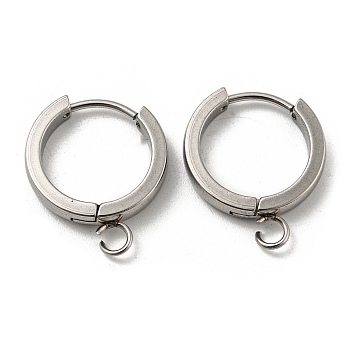 201 Stainless Steel Huggie Hoop Earrings Findings, with Vertical Loop, with 316 Surgical Stainless Steel Earring Pins, Ring, Stainless Steel Color, 16x3mm, Hole: 2.7mm, Pin: 1mm