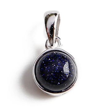 Rhodium Plated 925 Sterling Silver Pave Synthetic Blue Goldstone Half Round Charms, Real Platinum Plated, 9.5x7mm